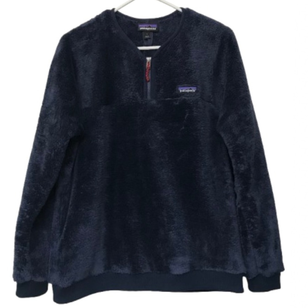 Patagonia Navy Plush Fleece Quarter-Zip Crew